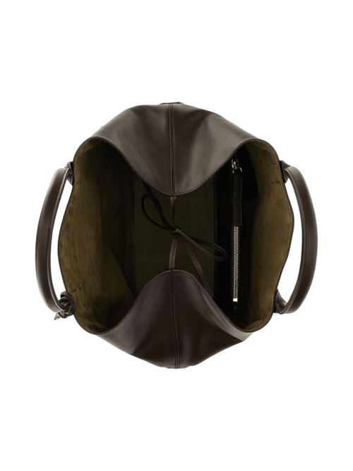 Borsa shopping da donna in pelle con l'indirizzo del brand in rilievo tono su tono, colore marrone HOGAN | KBW01TA0300TZPS808